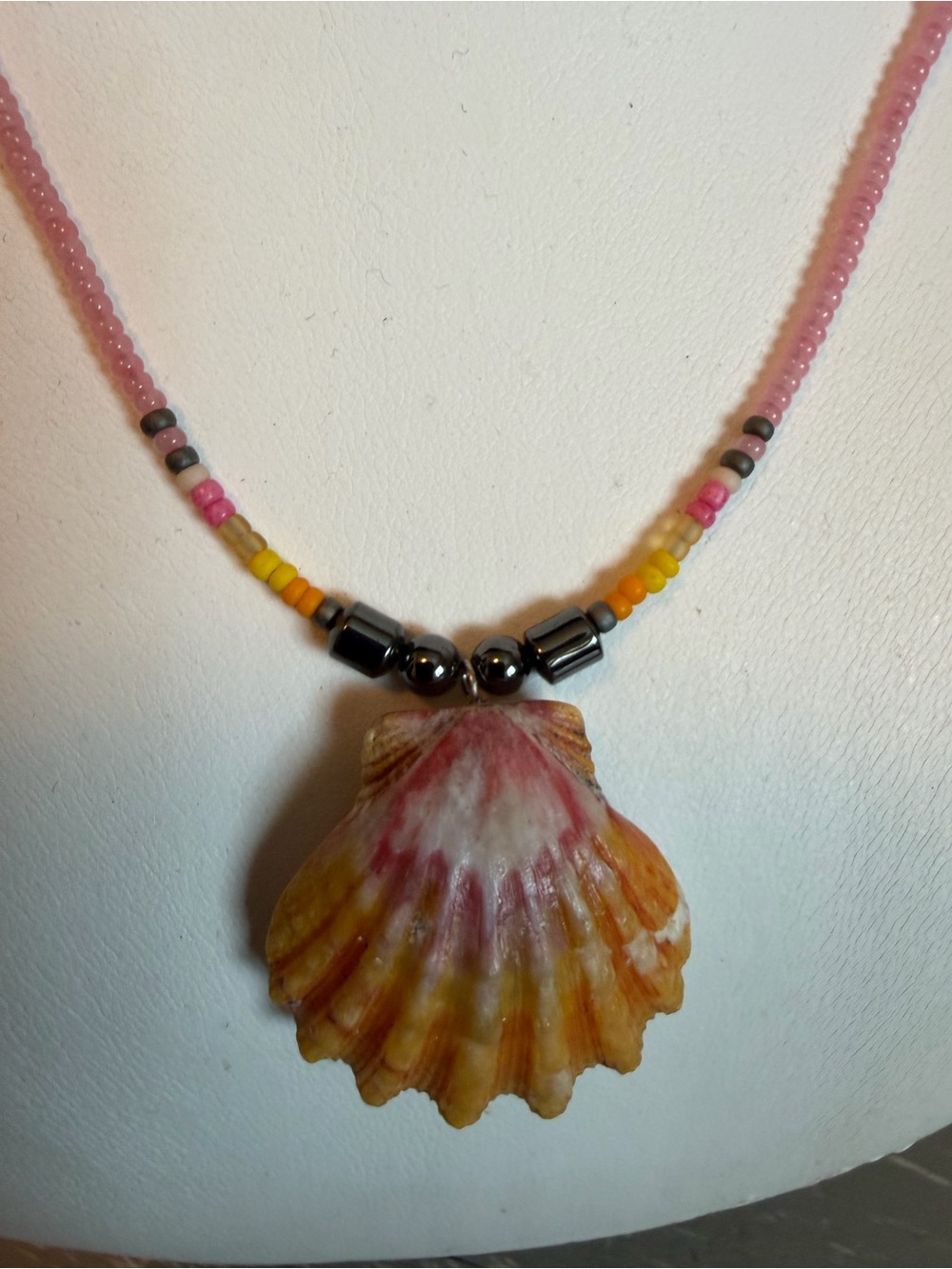 Handcrafted Hawaiian Shell & Pink Bead Necklace